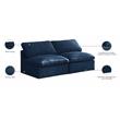 Maklaine Contemporary Navy Velvet Modular Armless Sofa