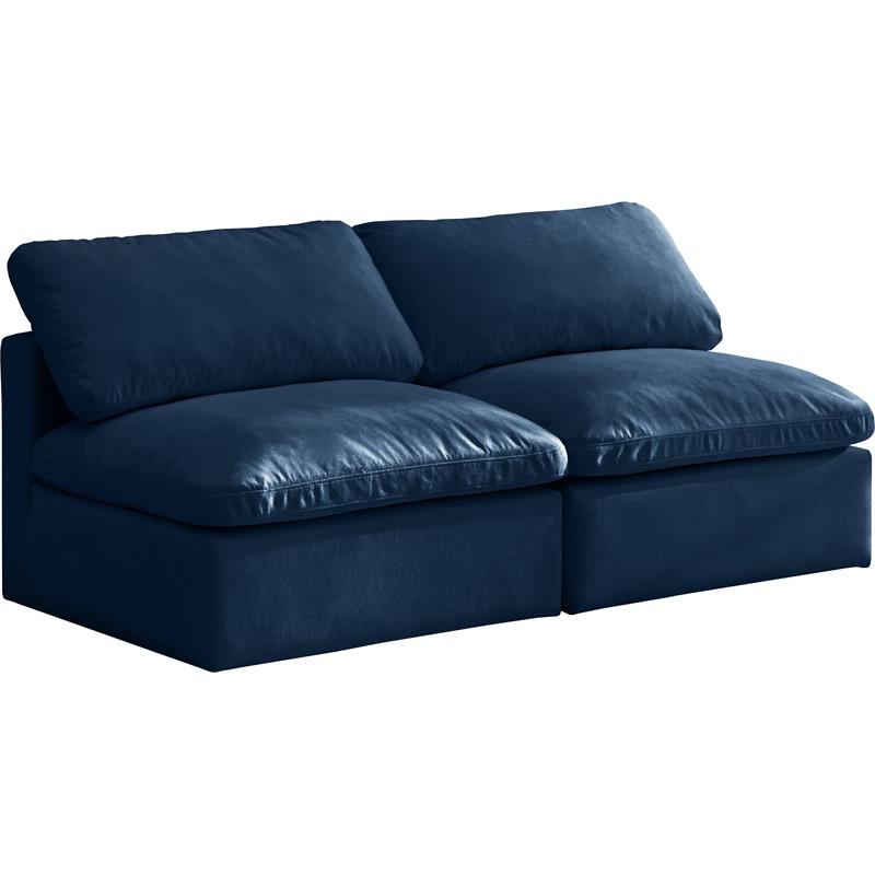 Maklaine Contemporary Navy Velvet Modular Armless Sofa