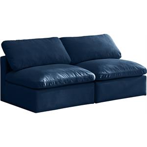 Maklaine Contemporary Navy Velvet Modular Armless Sofa