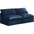 Maklaine Contemporary Navy Velvet Modular Armless Sofa