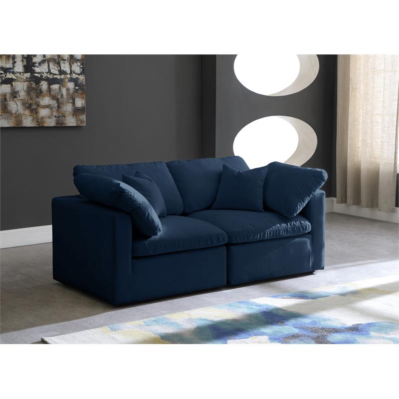 Maklaine Contemporary Navy Velvet Modular Sofa