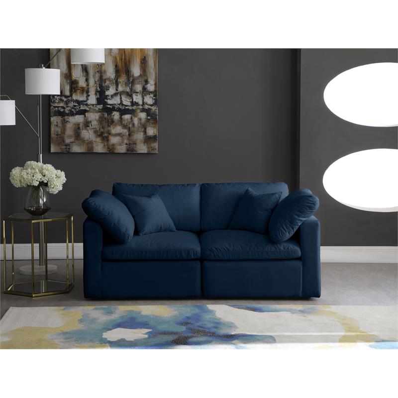 Maklaine Contemporary Navy Velvet Modular Sofa