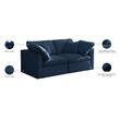 Maklaine Contemporary Navy Velvet Modular Sofa