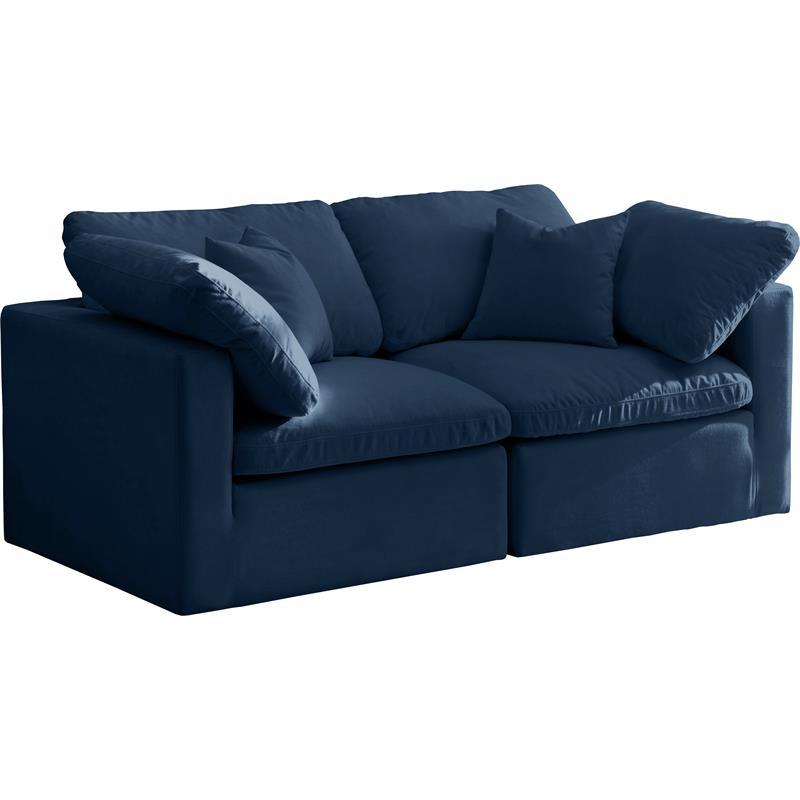Maklaine Contemporary Navy Velvet Modular Sofa