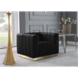 Maklaine Contemporary Velvet/Stainless Steel Chair in Black/Brushed Gold
