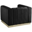 Maklaine Contemporary Velvet/Stainless Steel Chair in Black/Brushed Gold