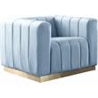 Maklaine Contemporary Velvet/Stainless Steel Chair in Sky Blue/Brushed Gold