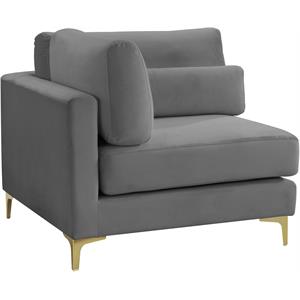 maklaine contemporary gray velvet modular corner chair