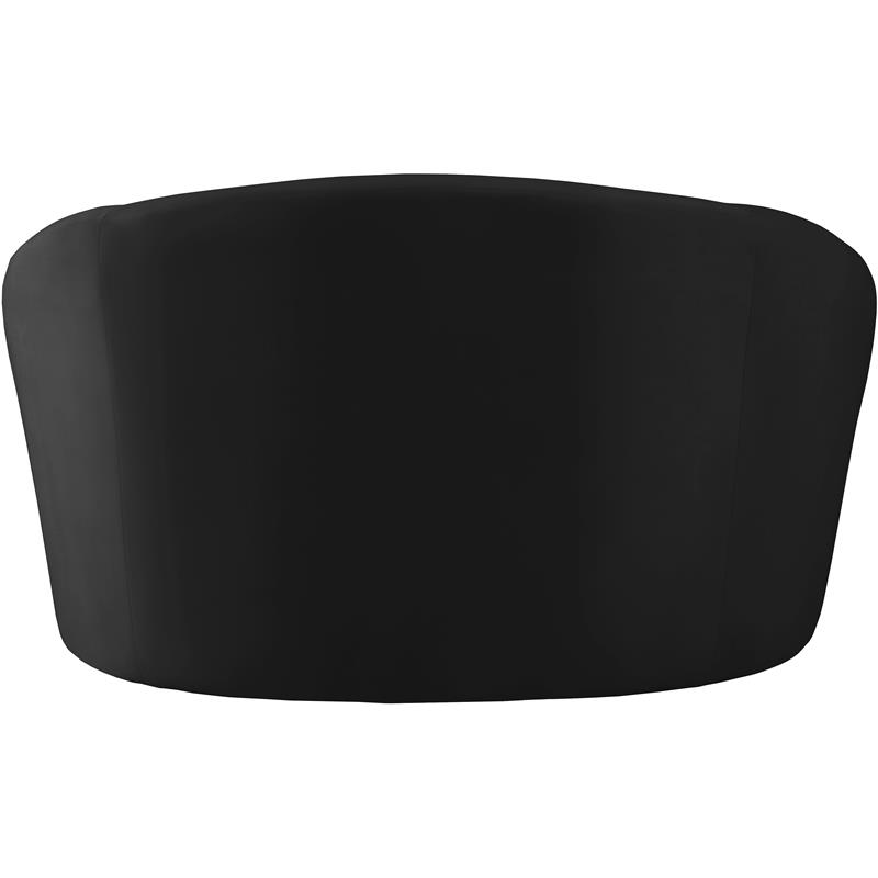 Maklaine Upholstery Contemporary Velvet Chair with Curved Back in Black