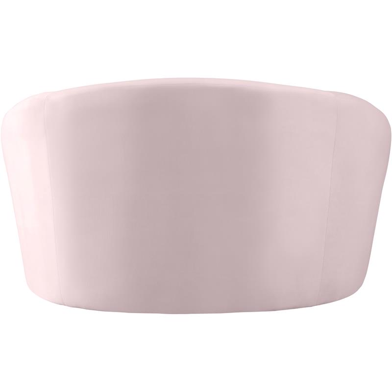 Maklaine Upholstery Contemporary Style Velvet Chair with Curved Back in Pink