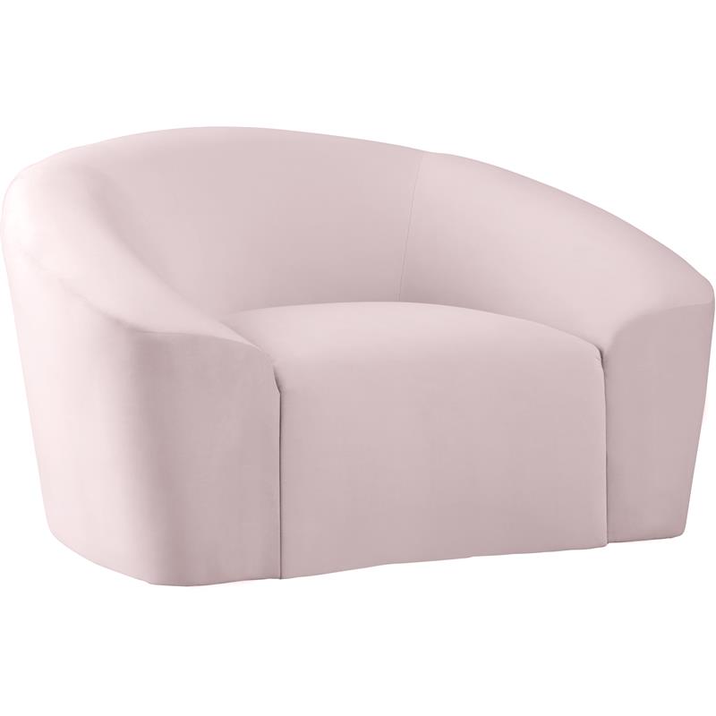 Maklaine Upholstery Contemporary Style Velvet Chair with Curved Back in Pink