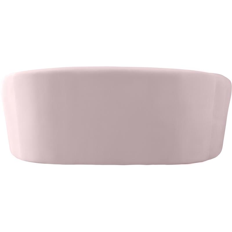 Maklaine Upholstery Contemporary Velvet Loveseat with Curved Back in Pink