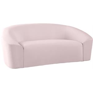 Maklaine Upholstery Contemporary Velvet Loveseat with Curved Back in Pink
