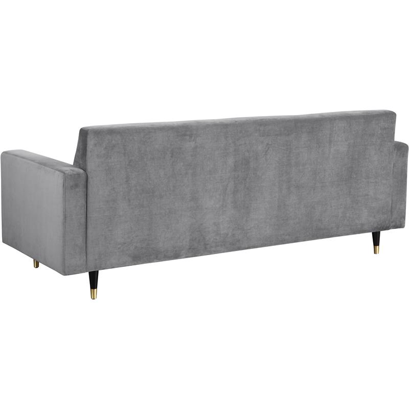 Maklaine Contemporary Upholstery Velvet Sofa in Gray