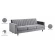 Maklaine Contemporary Upholstery Velvet Sofa in Gray