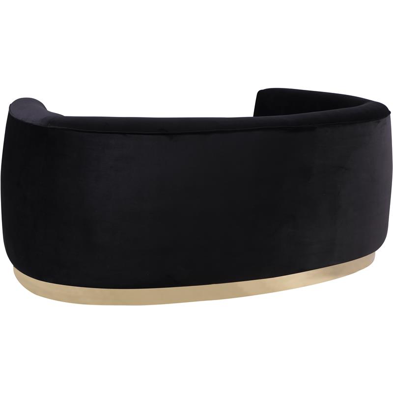 Maklaine Contemporary Velvet Loveseat in Black