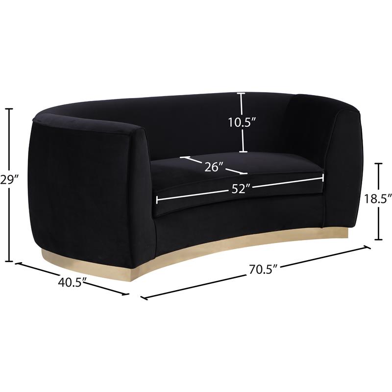 Maklaine Contemporary Velvet Loveseat in Black