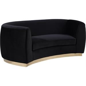 Maklaine Contemporary Velvet Loveseat in Black