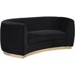 Maklaine Contemporary Velvet Loveseat in Black
