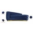 Maklaine Contemporary Curved Back Velvet Chaise in Navy and Gold