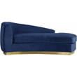 Maklaine Contemporary Curved Back Velvet Chaise in Navy and Gold