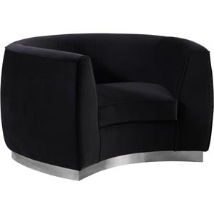 Maklaine Contemporary Velvet Accent Chair in Black and Chrome