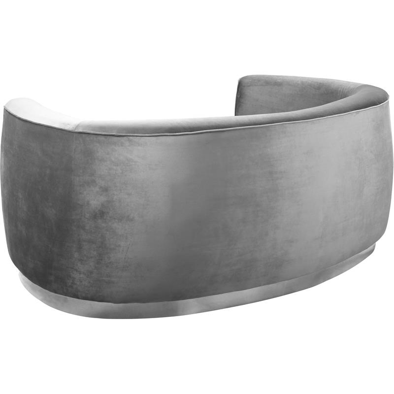 Maklaine Contemporary Velvet Loveseat in Gray