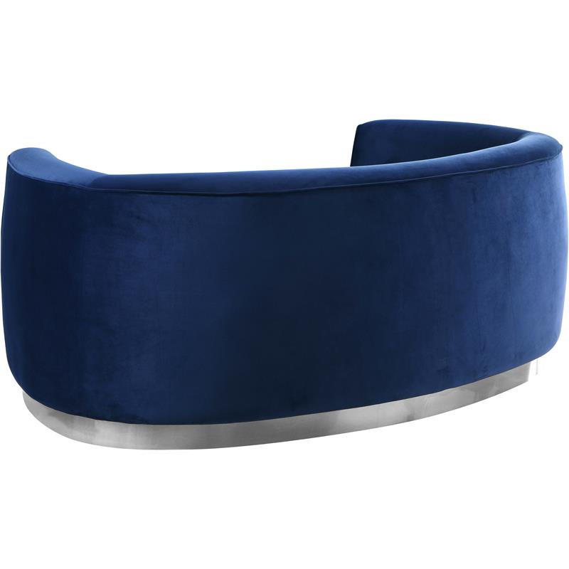 Maklaine Contemporary Velvet Loveseat in Navy