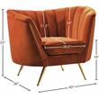 Maklaine Contemporary Velvet Accent Chair in Cognac and Gold