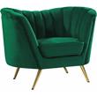 Maklaine Contemporary Velvet Accent Chair in Green and Gold