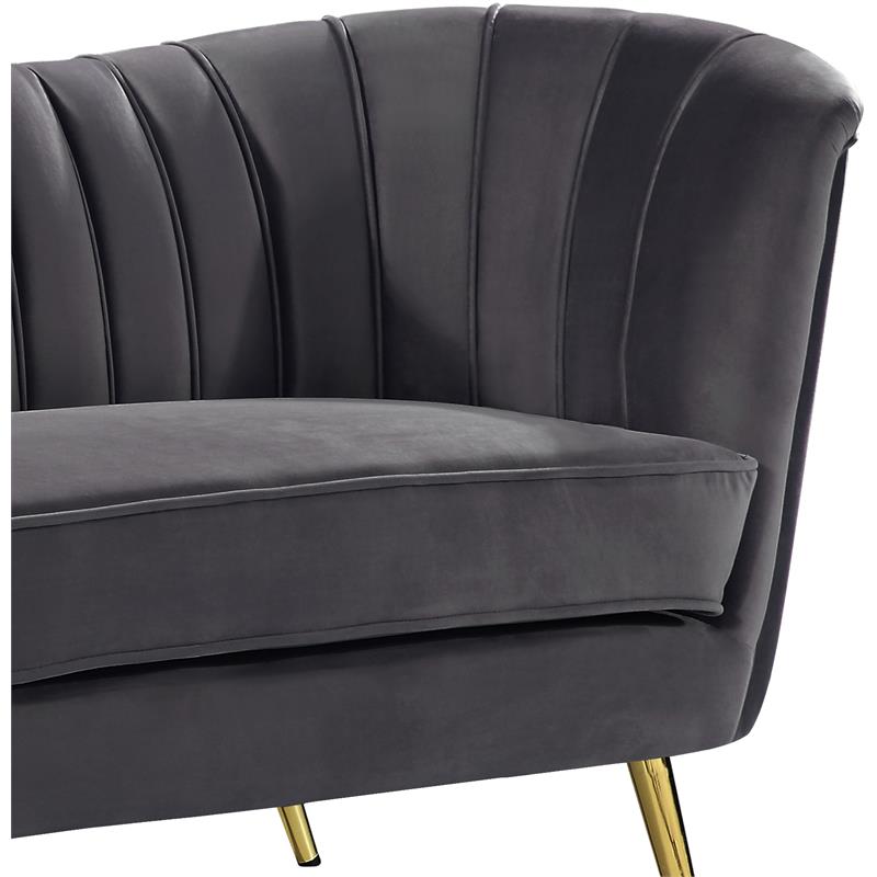 Maklaine Contemporary Velvet Accent Chair in Gray and Gold
