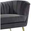 Maklaine Contemporary Velvet Accent Chair in Gray and Gold
