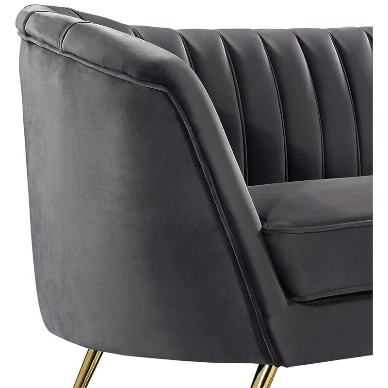 Maklaine Contemporary Upholstery Velvet Sofa in Gray
