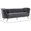 Maklaine Contemporary Upholstery Velvet Sofa in Gray