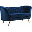 Maklaine Contemporary Velvet Loveseat in Navy