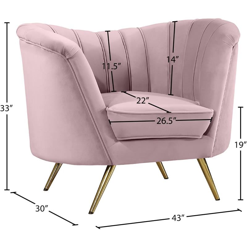 Maklaine Contemporary Velvet Accent Chair in Pink and Gold