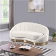 Maklaine Contemporary Upholstery Cream Velvet Chaise