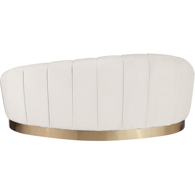 Maklaine Contemporary Upholstery Cream Velvet Chaise