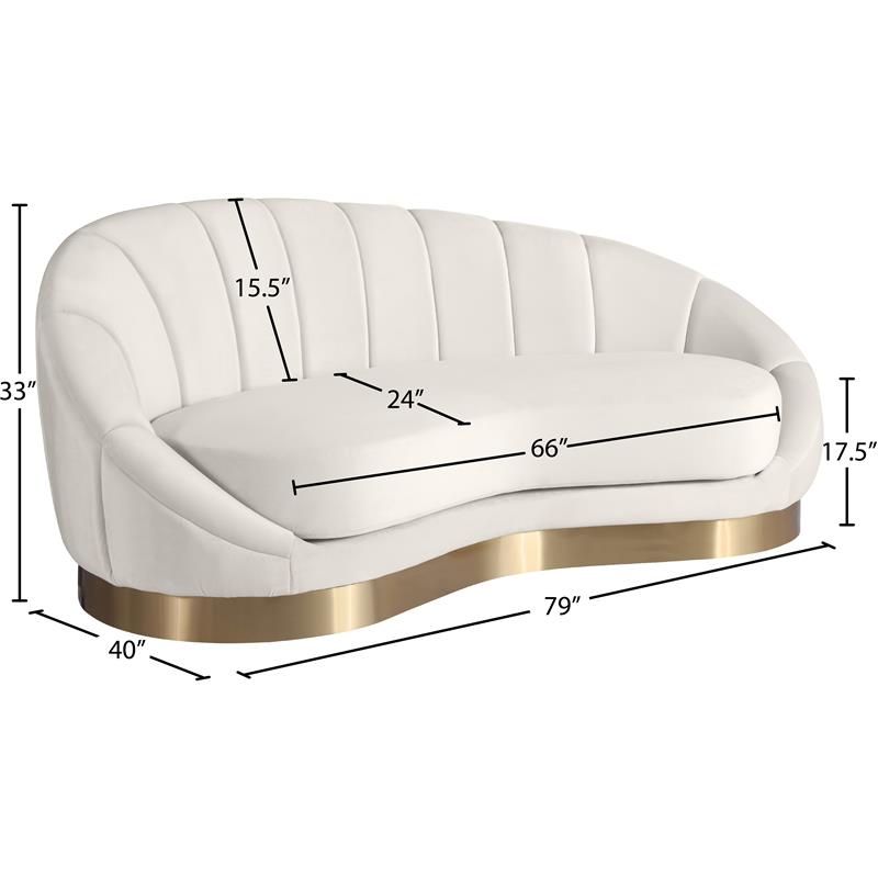 Maklaine Contemporary Upholstery Cream Velvet Chaise