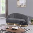 Maklaine Contemporary Upholstery Gray Velvet Chaise
