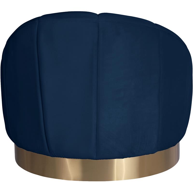 Maklaine Contemporary Upholstery Navy Velvet Chair