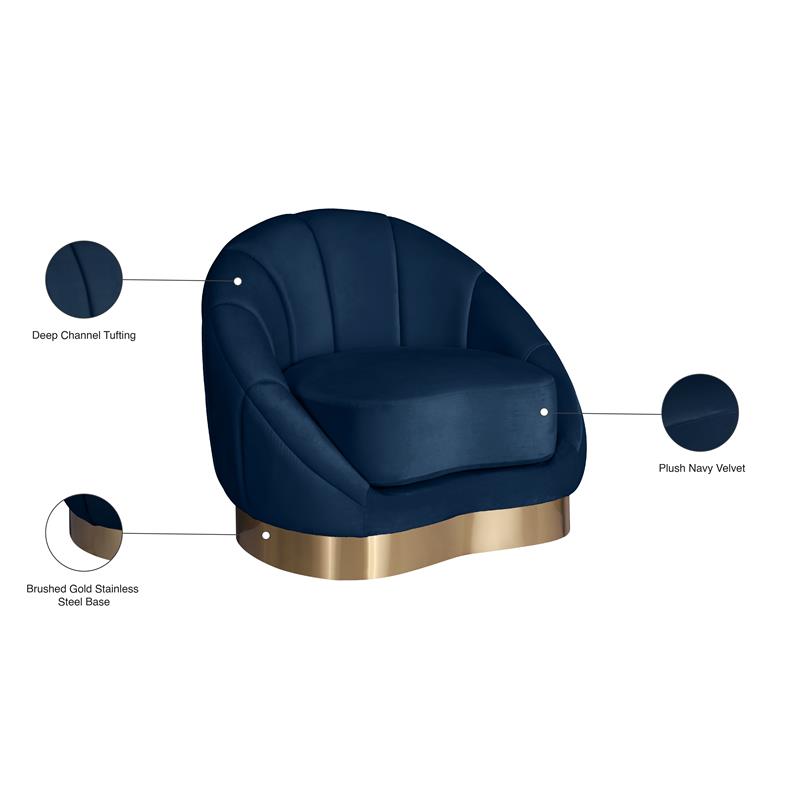 Maklaine Contemporary Upholstery Navy Velvet Chair