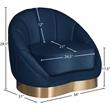Maklaine Contemporary Upholstery Navy Velvet Chair