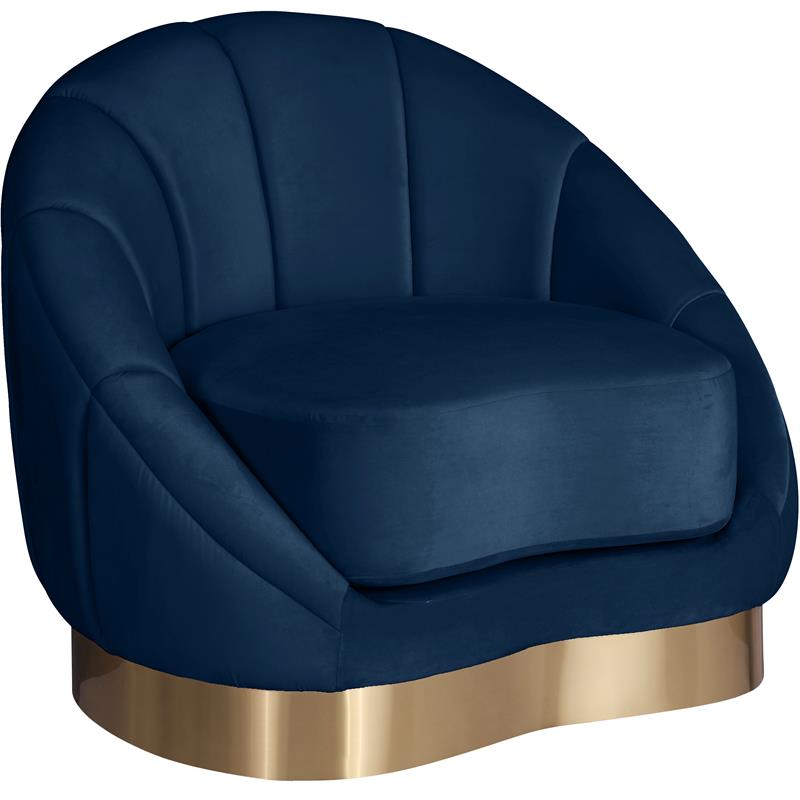 Maklaine Contemporary Upholstery Navy Velvet Chair