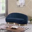 Maklaine Contemporary Upholstery Navy Velvet Chaise