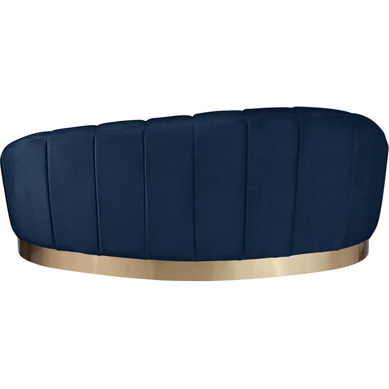 Maklaine Contemporary Upholstery Navy Velvet Chaise