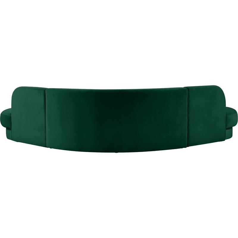 Maklaine 3pc Chic Shape Contemporary Velvet Sectional in Soft Green