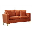 Maklaine Contemporary Upholstery Cognac Velvet Loveseat
