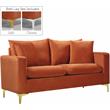 Maklaine Contemporary Upholstery Cognac Velvet Loveseat
