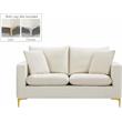 Maklaine Contemporary Upholstery Cream Velvet Loveseat